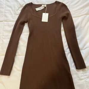 brown aritzia sweater dress